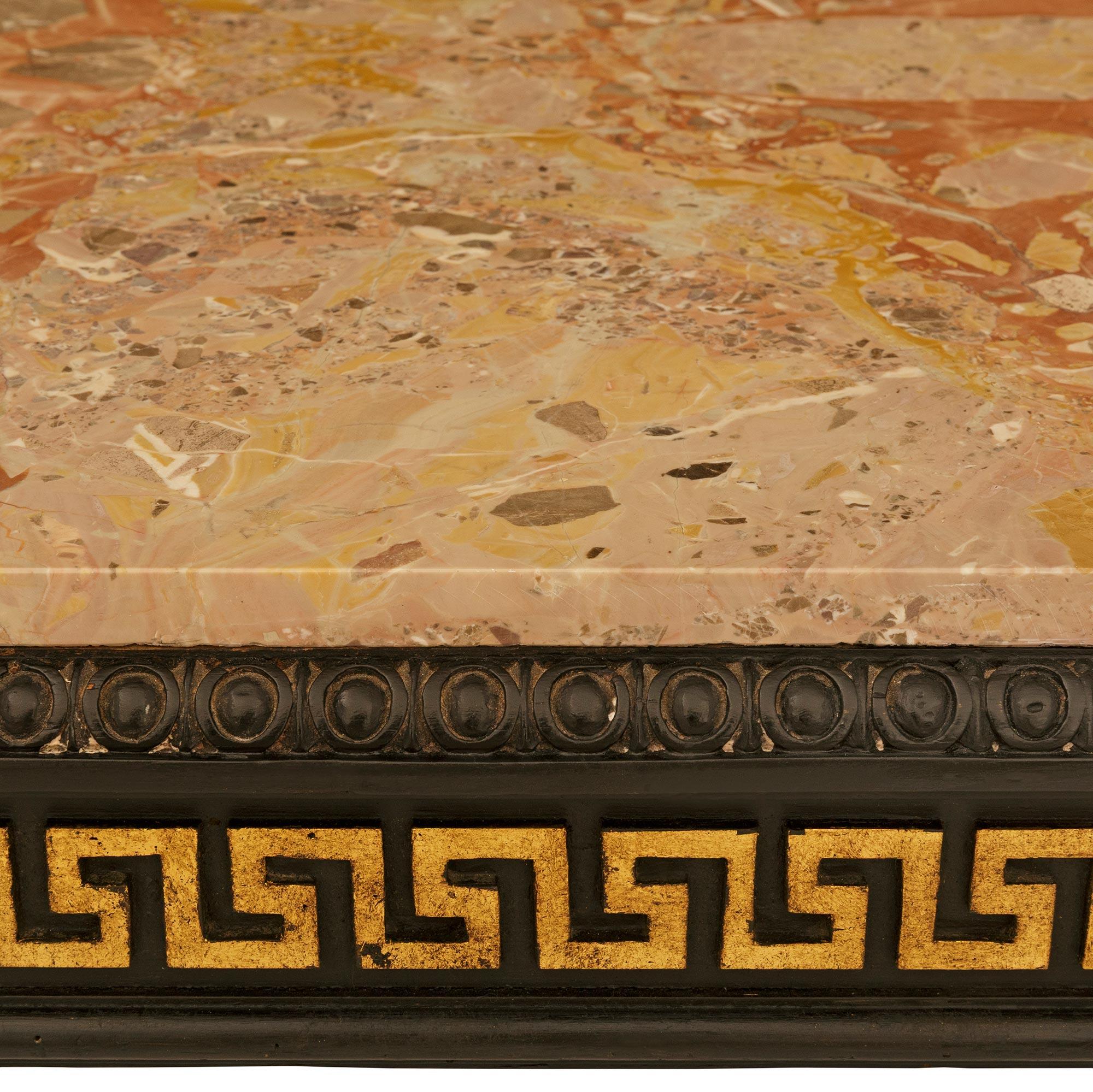 19th Century An Italian 19th century patinated, Giltwood and Breccia Pernice marble console For Sale