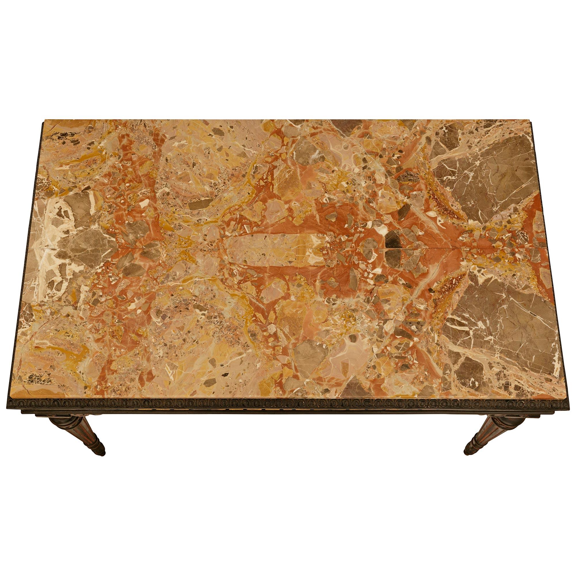 An Italian 19th century patinated, Giltwood and Breccia Pernice marble console For Sale 2