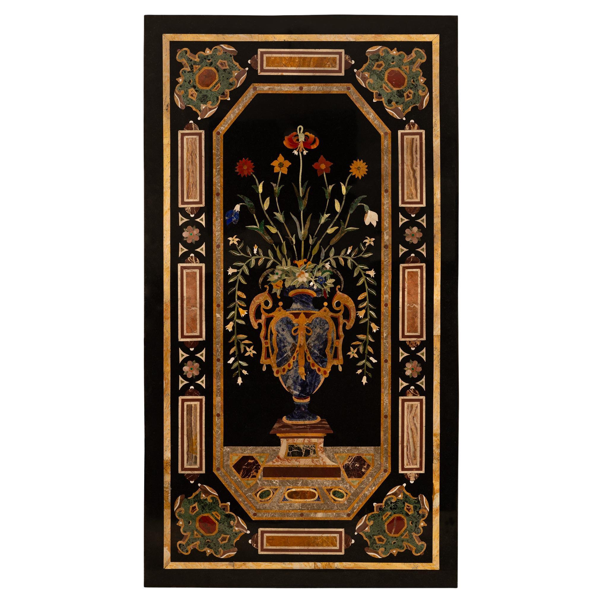 Placa/mural italiano de mármol de Pietra DURA del siglo XIX