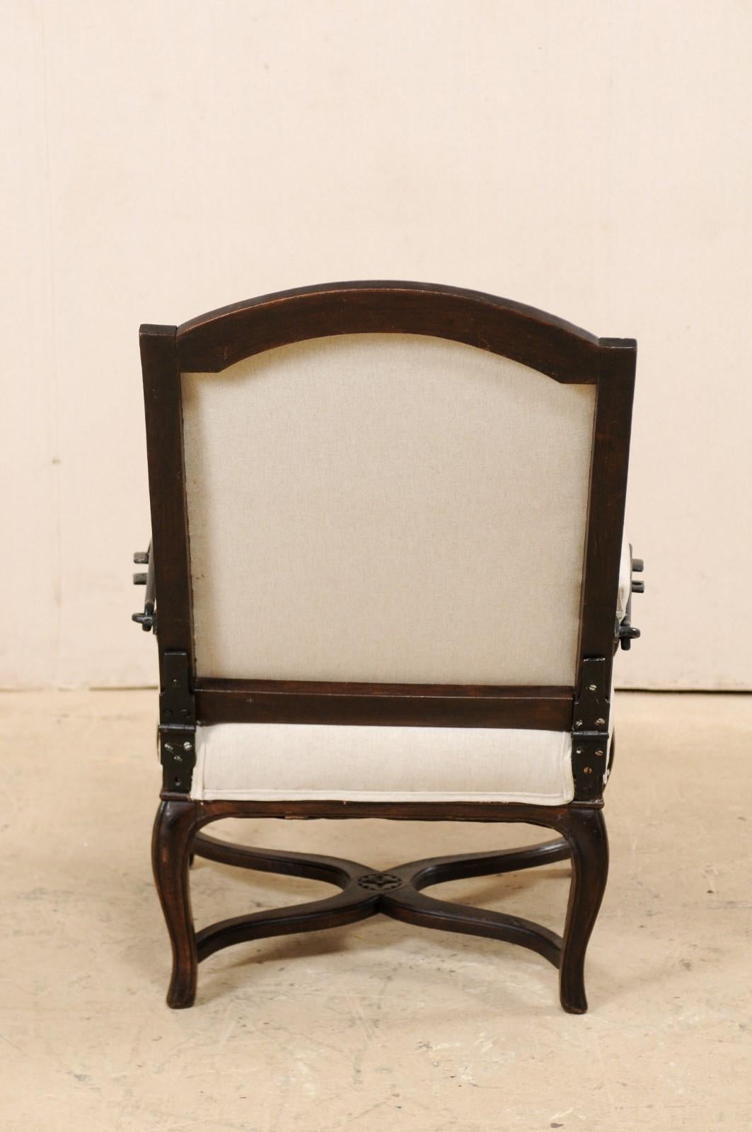 Italian 19th Century Reclining Wood and Upholstered Armchair For Sale 7
