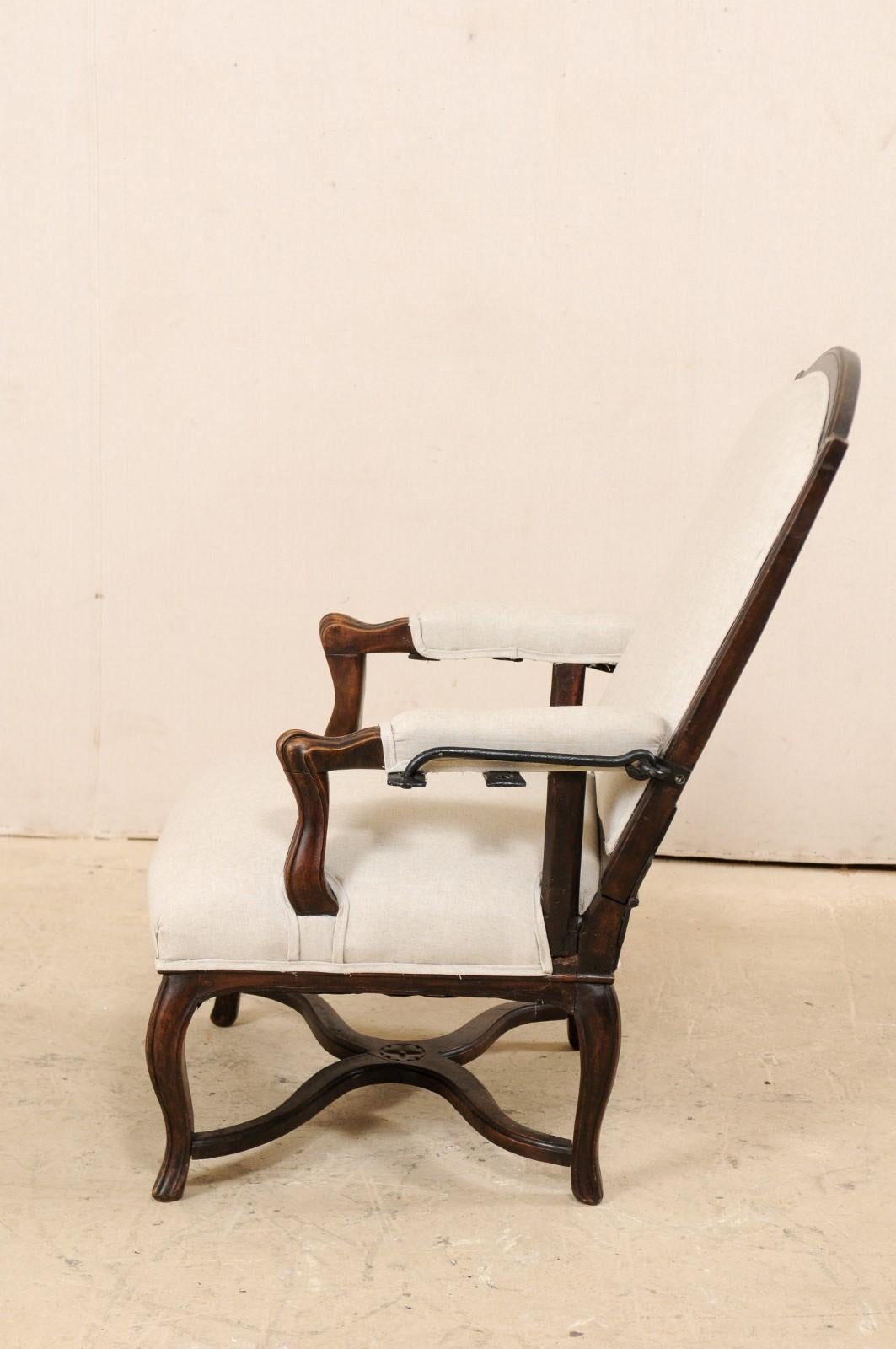 Italienischer Liegesessel aus Holz und gepolstertem Sessel aus dem 19. Jahrhundert im Angebot 6