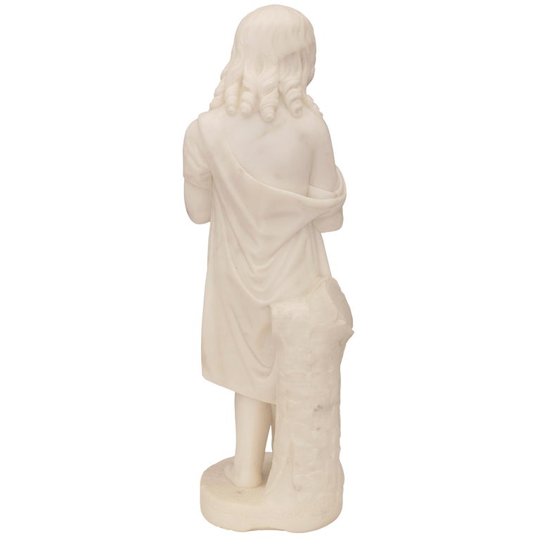 Italian 19th Century White Carrara Marble Statue For Sale at 1stDibs