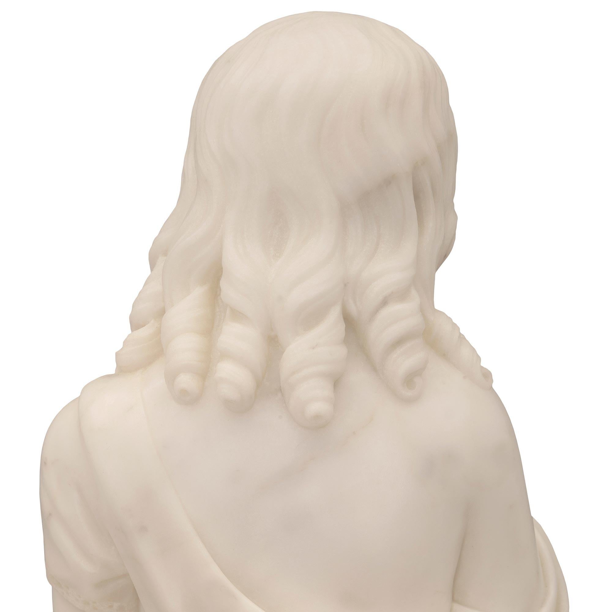 Statue italienne du 19ème siècle en marbre blanc de Carrare en vente 3