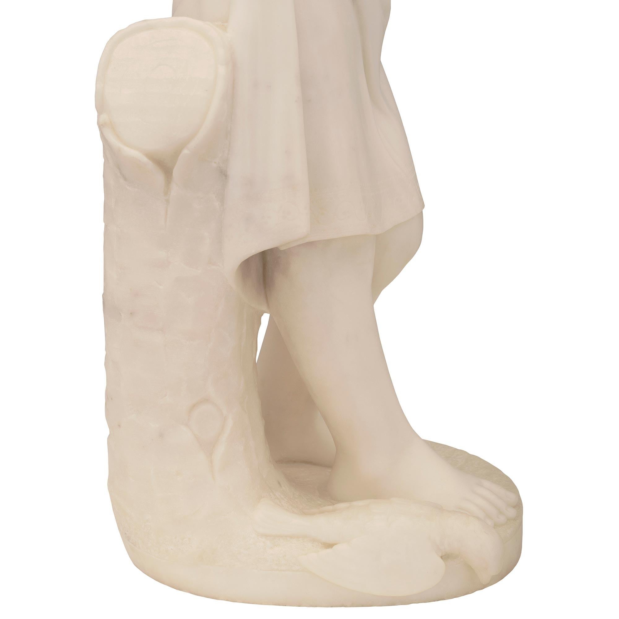 Italian 19th Century White Carrara Marble Statue For Sale 6