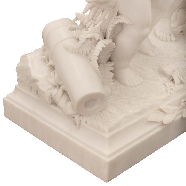 Italian 19th Century White Carrara Marble Statue of Five Cherubs For ...