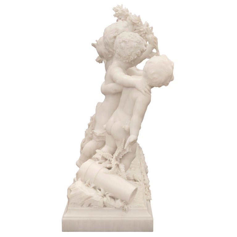 Italian 19th Century White Carrara Marble Statue of Five Cherubs For ...