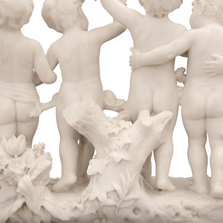 Italian 19th Century White Carrara Marble Statue of Five Cherubs For ...