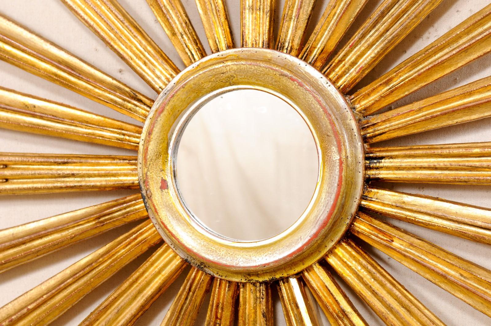 Italian Carved & Gilt Ray Sunburst w/Mirror Center 3