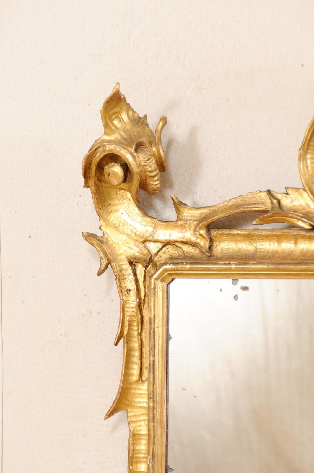 An Italian 5.5 Ft Tall Carved Giltwood Wall Mirror, from the Early 20th Century  In Good Condition In Atlanta, GA