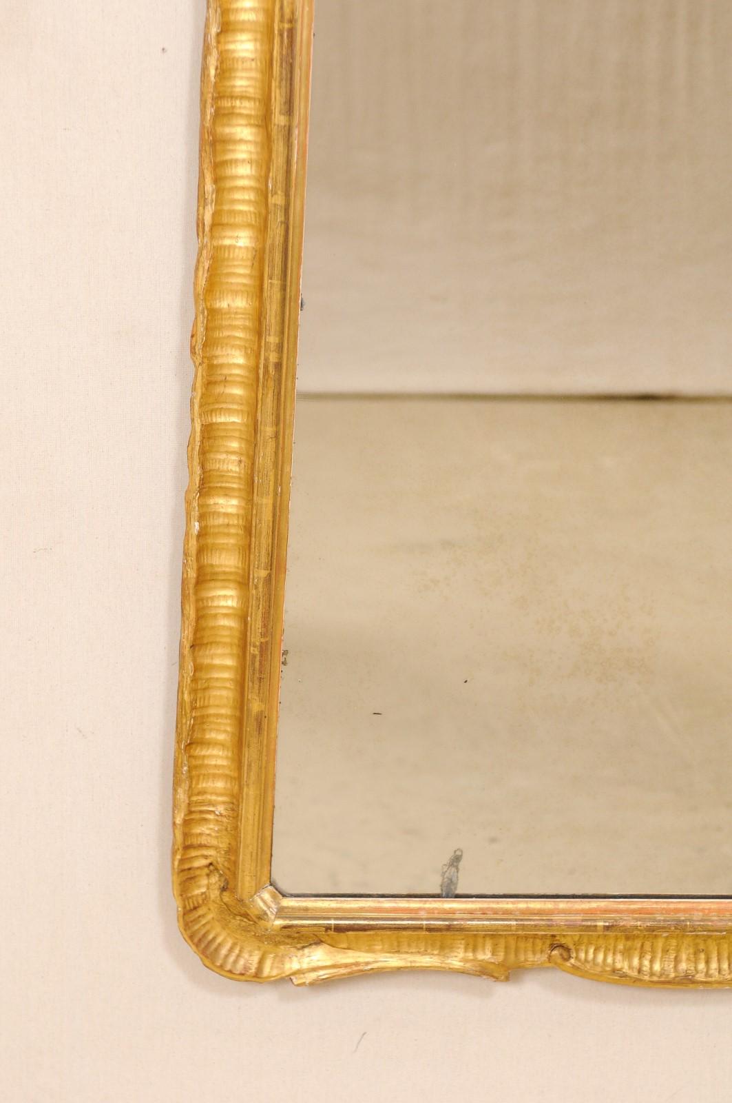 An Italian 5.5 Ft Tall Carved Giltwood Wall Mirror, from the Early 20th Century  3