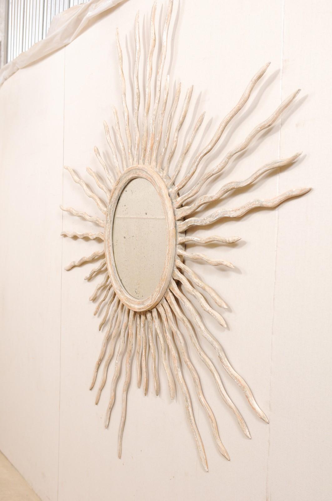Italian Sunray Wall Ornament with Mirror Center, Pair Available In Good Condition In Atlanta, GA