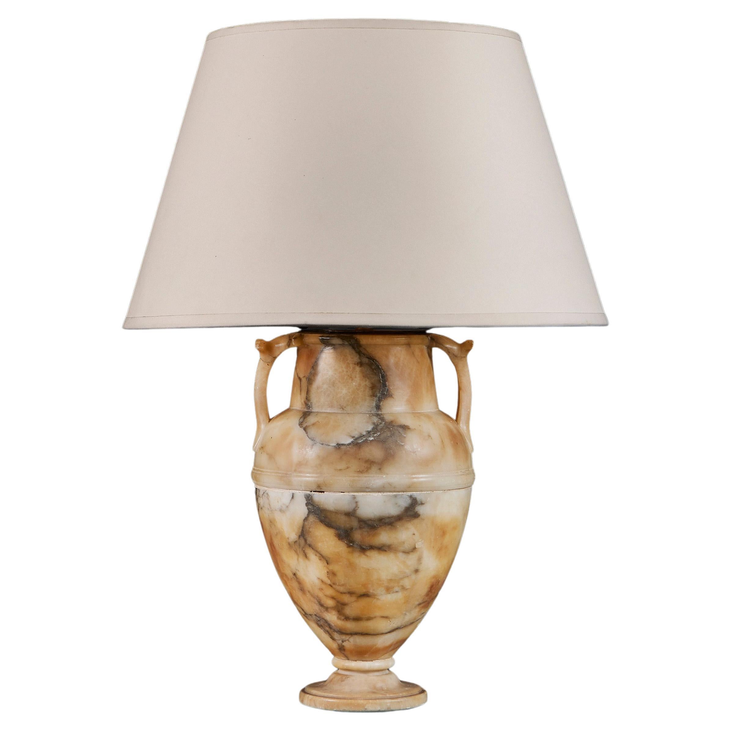 An Italian Alabaster Urn as a Lamp For Sale