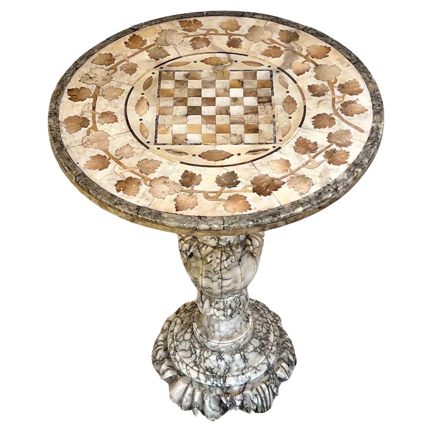 Table de jeu ou de vin italienne ancienne en albâtre en vente