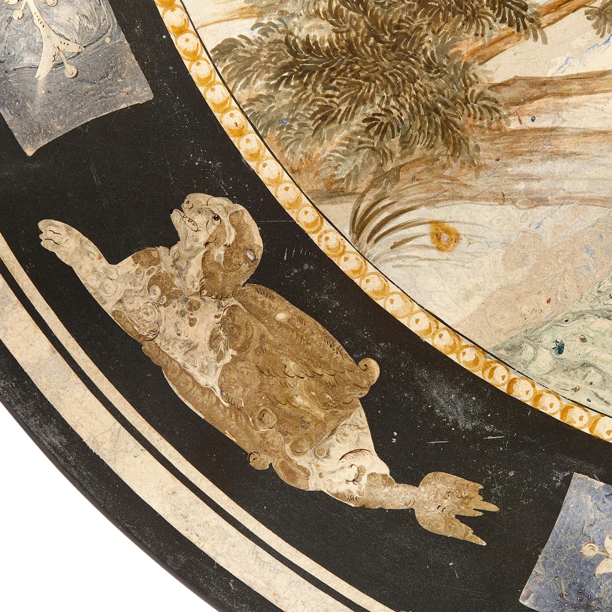 Italienische antike runde italienische Scagliola-Tischplatte aus Scagliola im Zustand „Gut“ im Angebot in London, GB