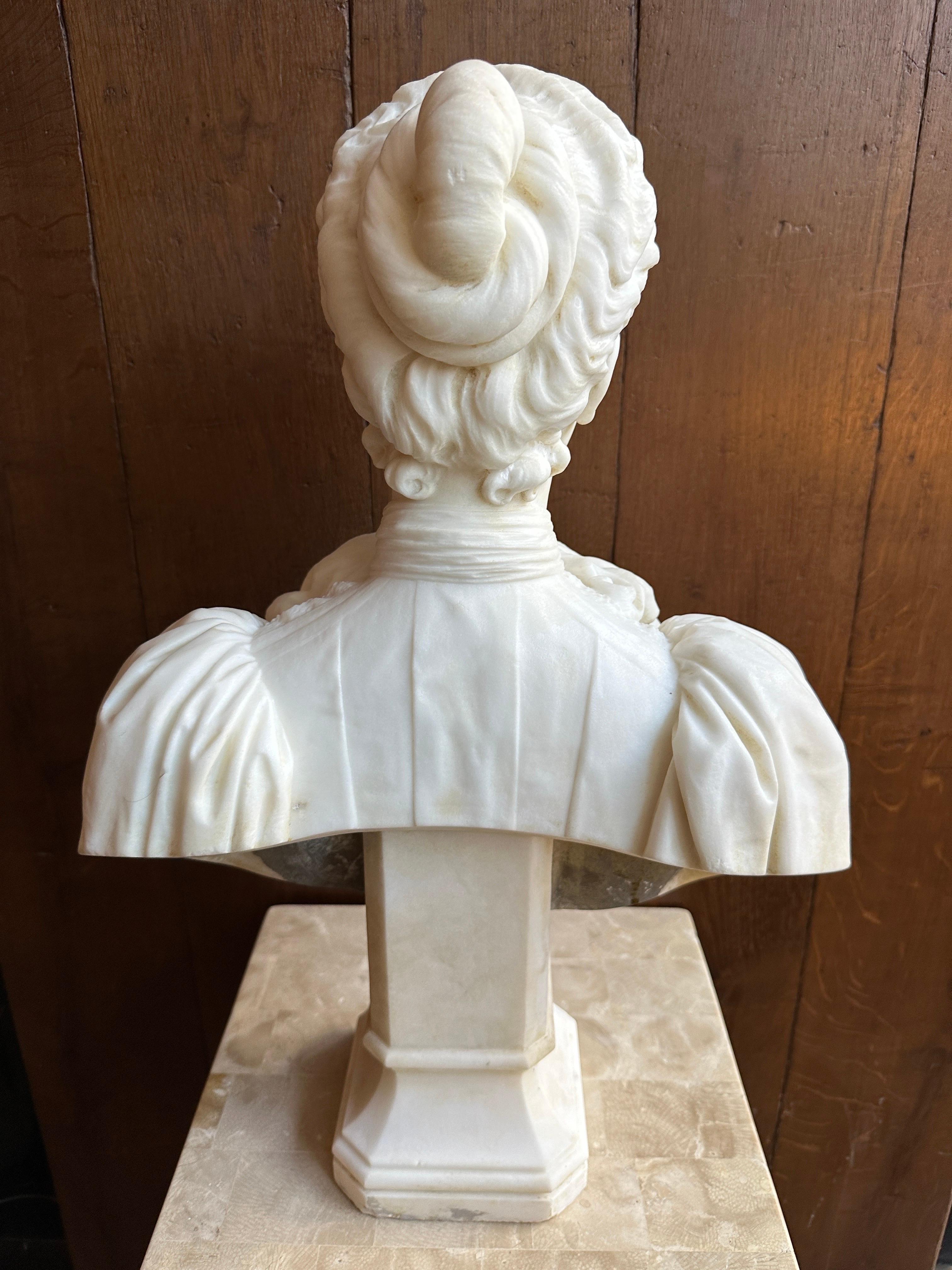 An Italian Antique Statuary White Marble Female Bust BY G Focardi Florence  For Sale 5