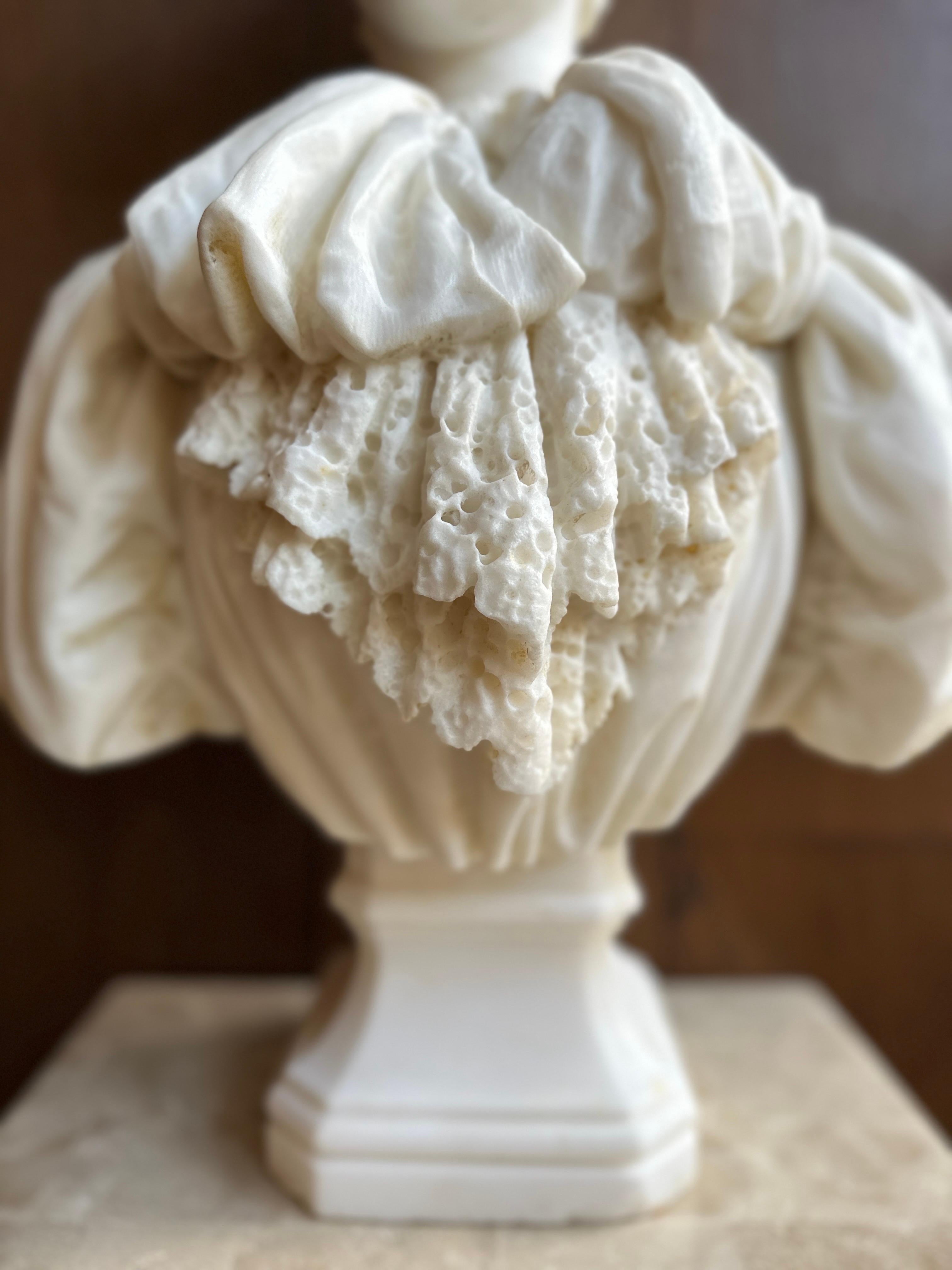 Victorian An Italian Antique Statuary White Marble Female Bust BY G Focardi Florence  For Sale