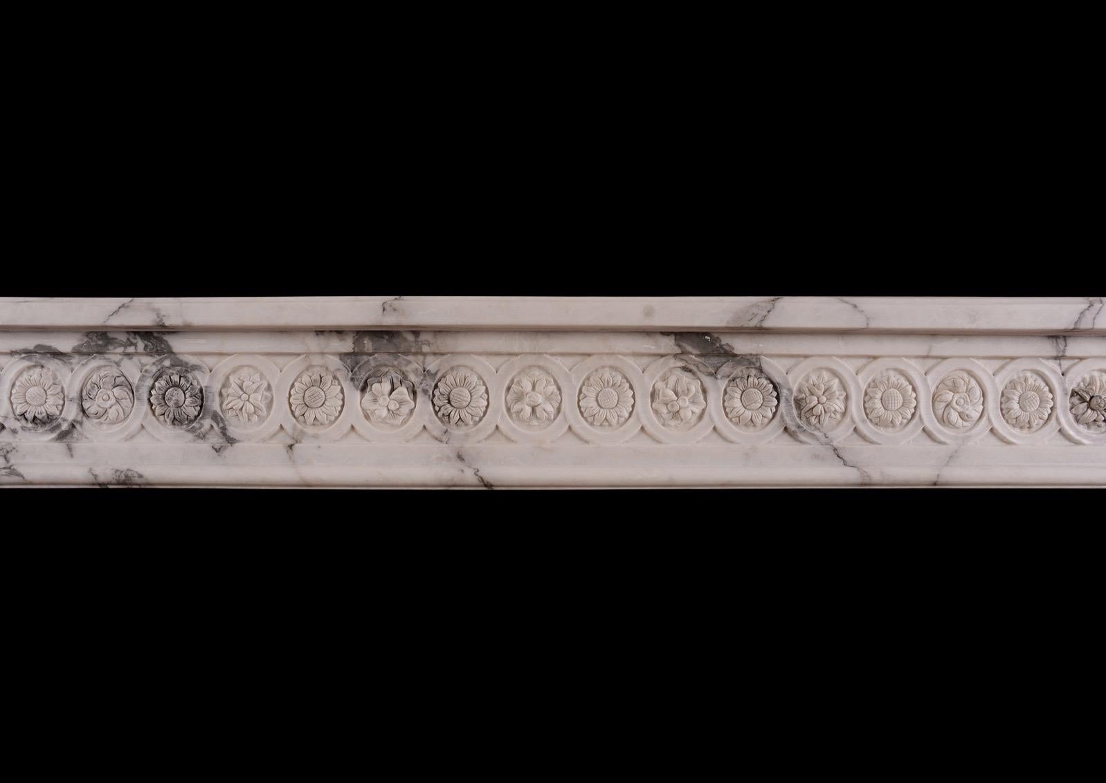 An Italian Arabescato French Louis XVI Marble Fireplace In New Condition For Sale In London, GB