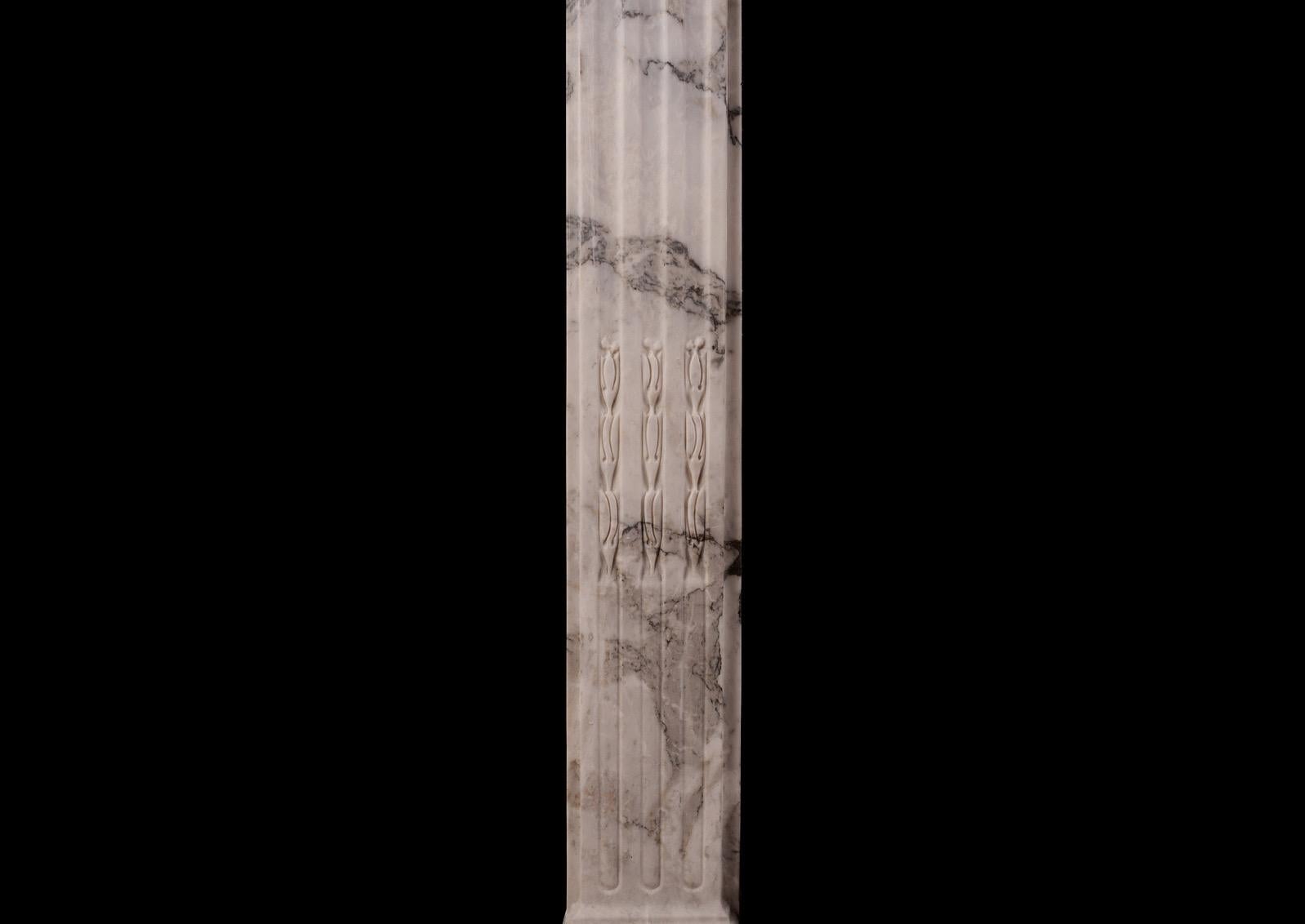 Contemporary An Italian Arabescato French Louis XVI Marble Fireplace For Sale