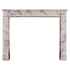 An Italian Arabescato French Louis XVI Marble Fireplace