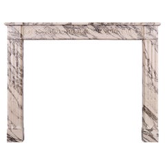 An Italian Arabescato French Louis XVI Marble Fireplace