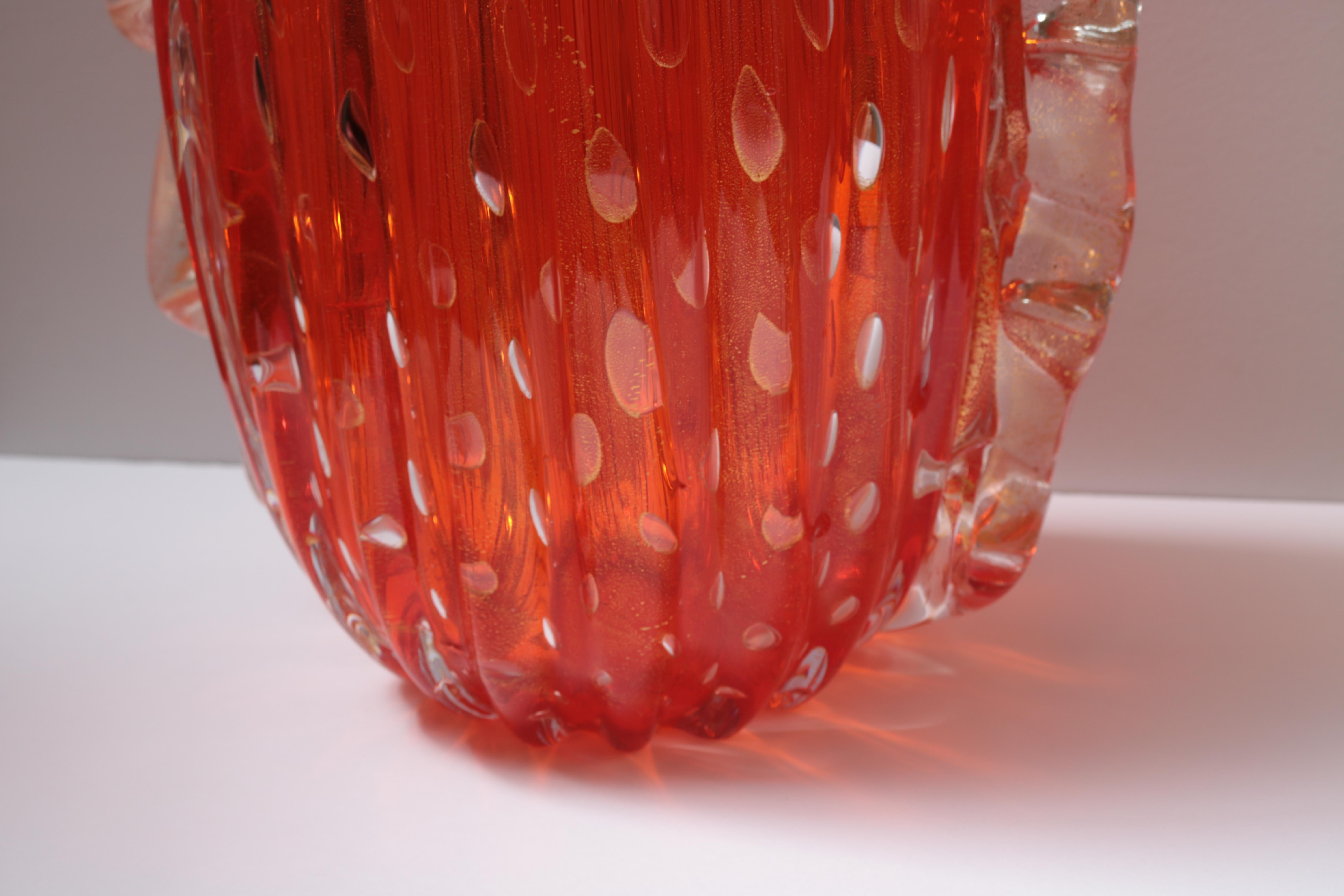 Mid-20th Century Italian Art Glass Vase by Toso For Sale