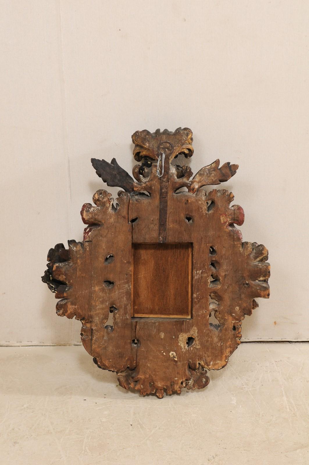 A Gorgeous Italian Period Baroque, Ornately-Carved Wood Plaque w/Mirror Center 6