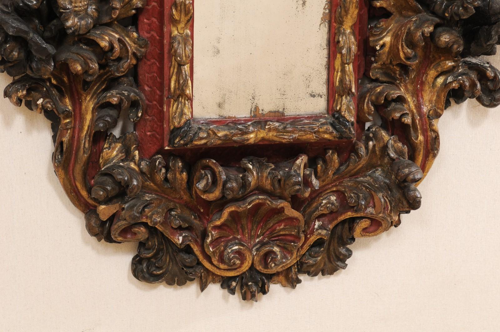 A Gorgeous Italian Period Baroque, Ornately-Carved Wood Plaque w/Mirror Center 3