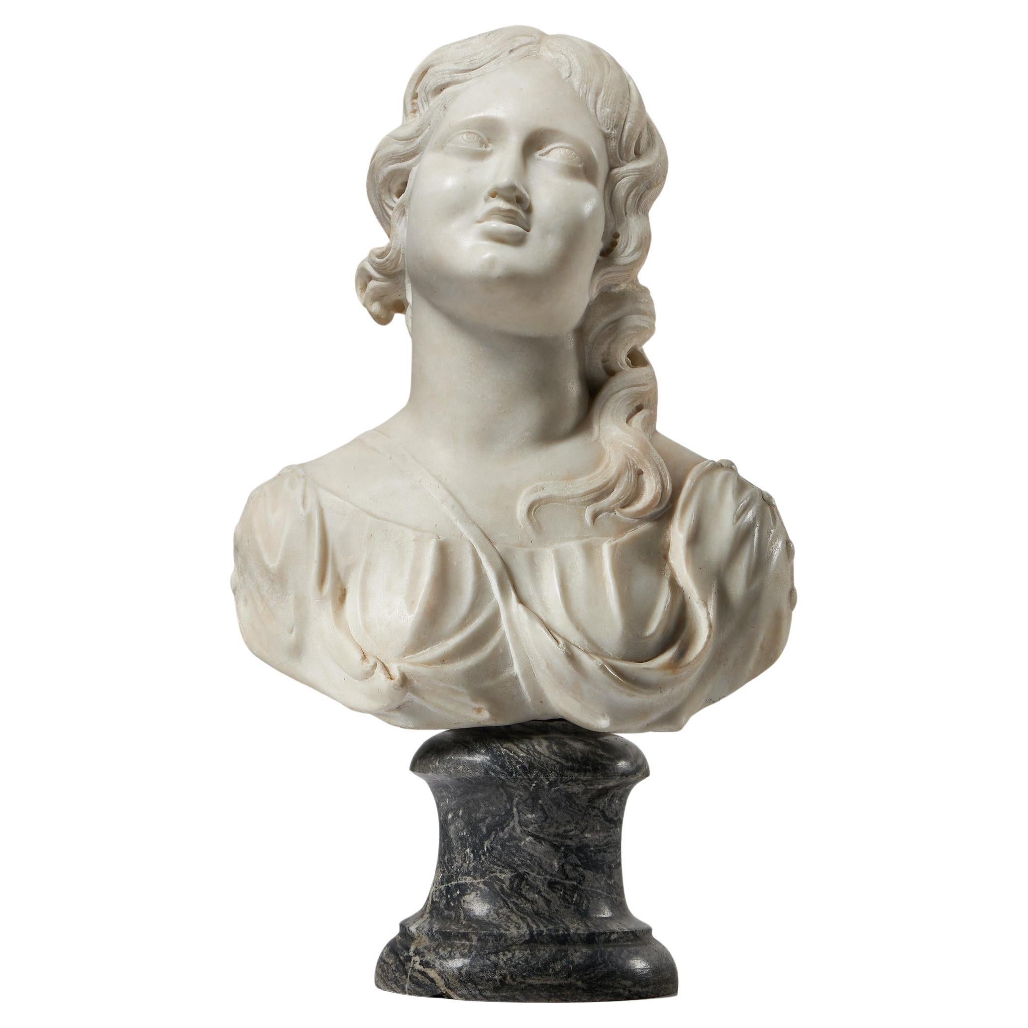 An Italian Baroque Marble Bust of a Goddess