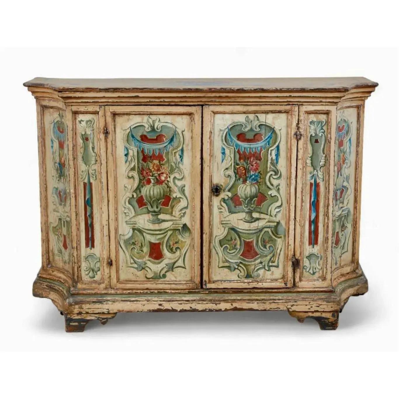 Crédence baroque italienne peinte en polychrome Bon état - En vente à Bradenton, FL