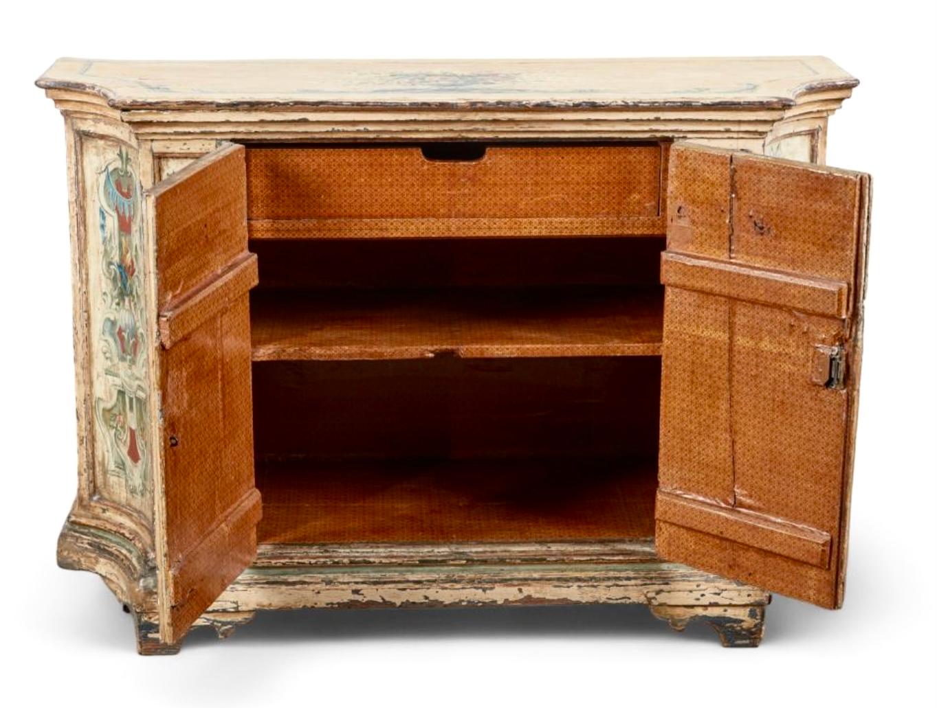 An Italian Baroque Polychrome Painted Credenza 1