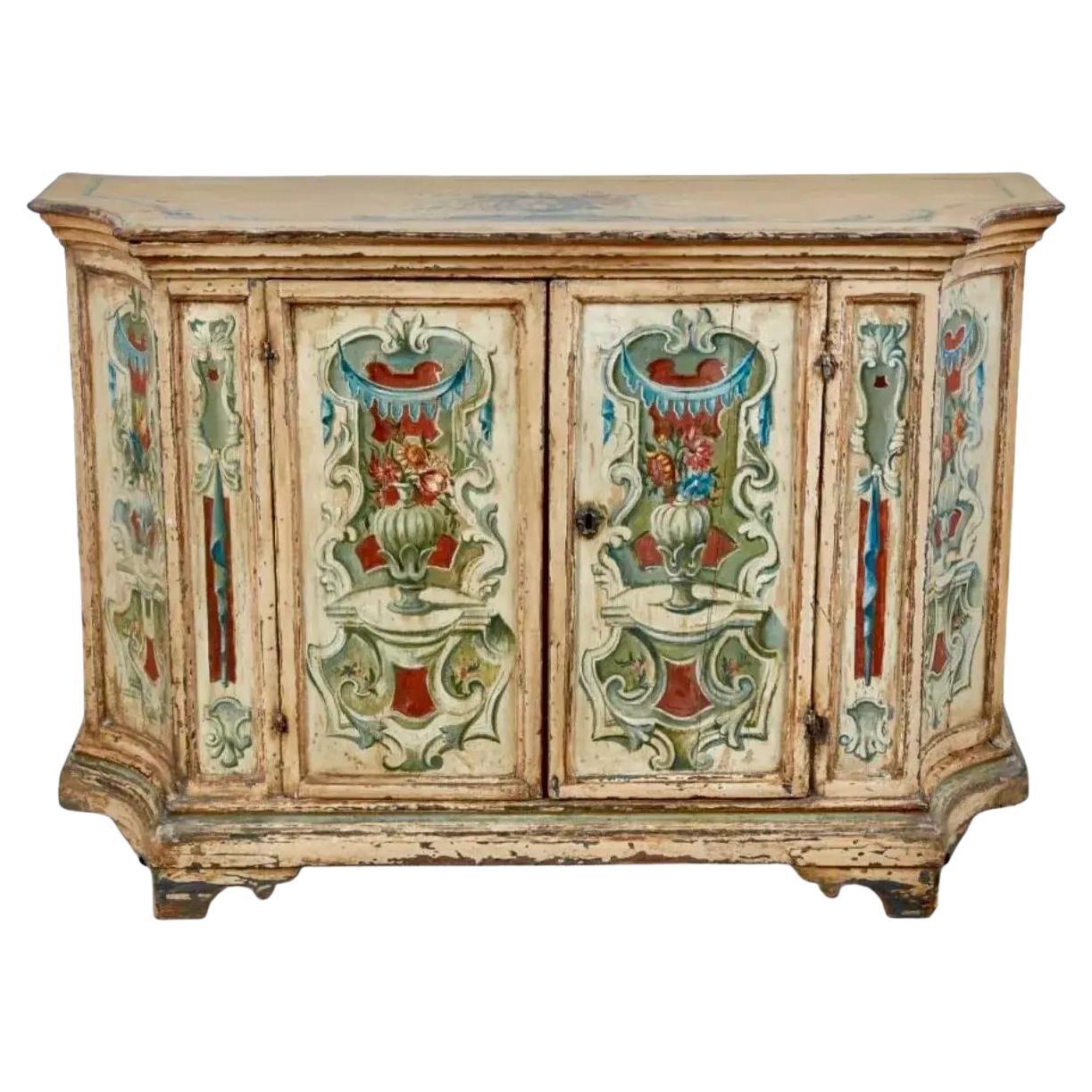 An Italian Baroque Polychrome Painted Credenza