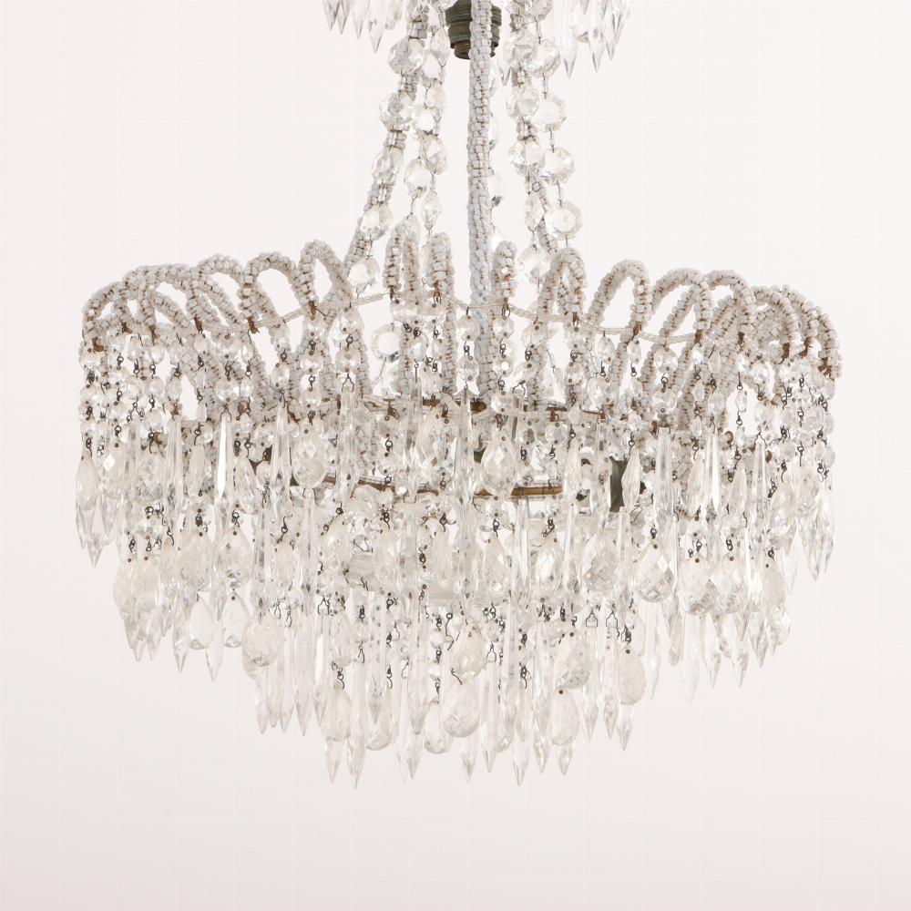 Beaded An Italian beaded chandelier, C. 1950. For Sale