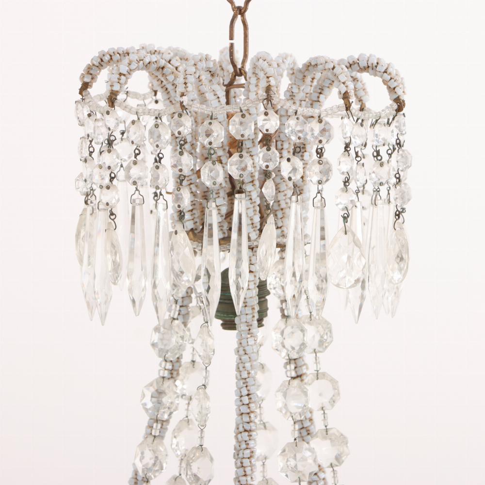 An Italian beaded chandelier, C. 1950. In Good Condition For Sale In Philadelphia, PA