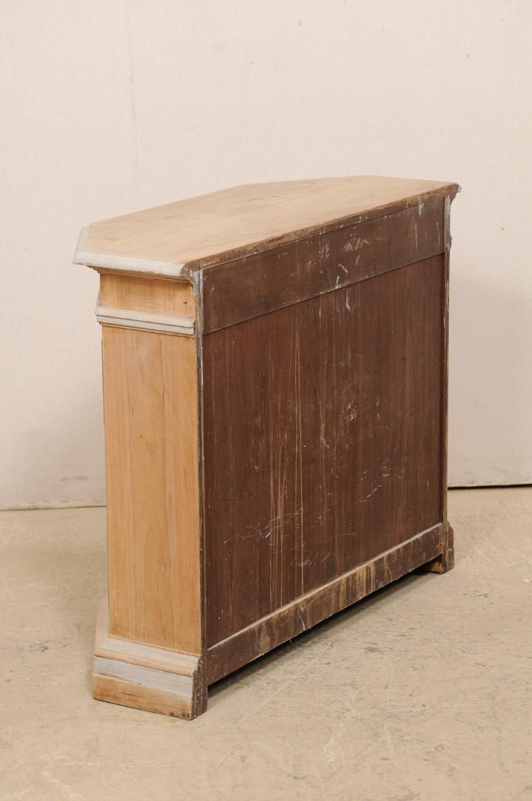 Italian Bleached Wood Console Cabinet with Blue/Gray Trim, Cute Petite Size 6