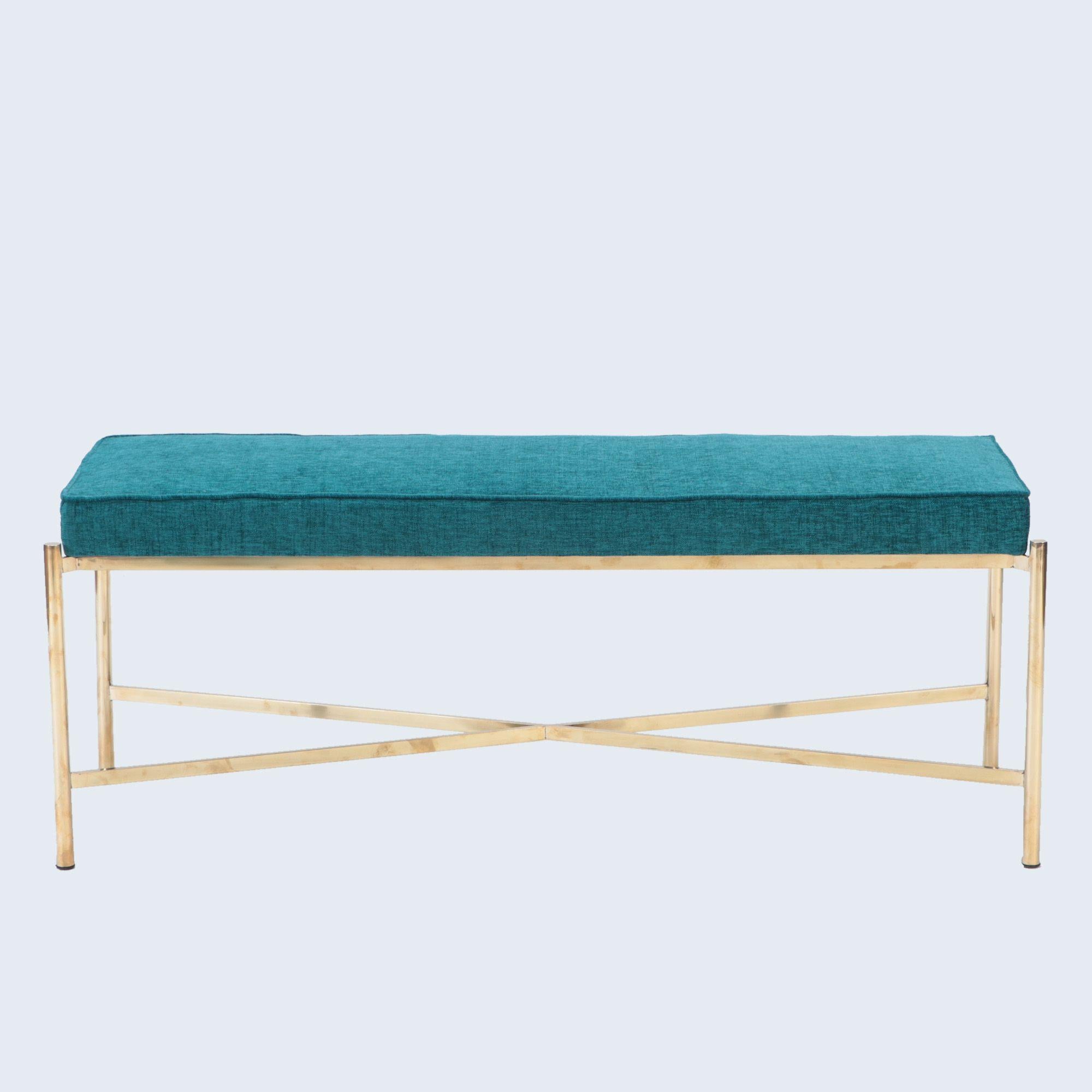 An Italian brass bench with X for base, contemporary.