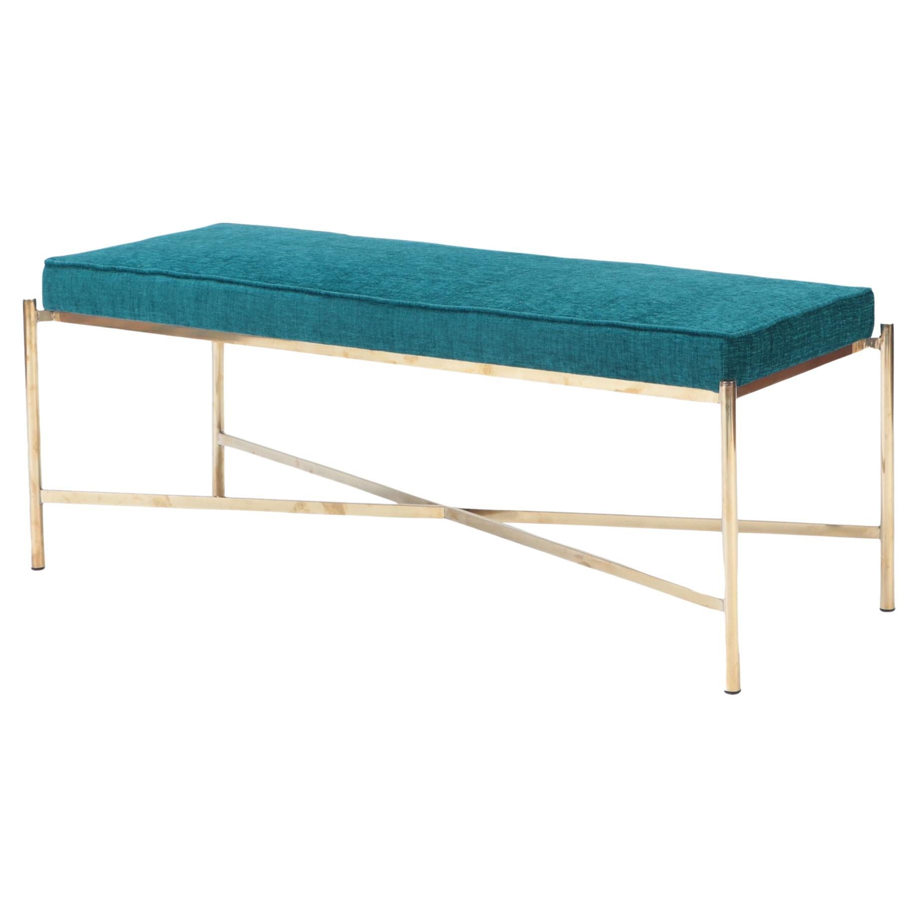 Italian Brass Bench with X for Base, Contemporary