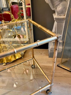 Italian Brass Faux Bamboo Bar Cart/ Drinks Trolly