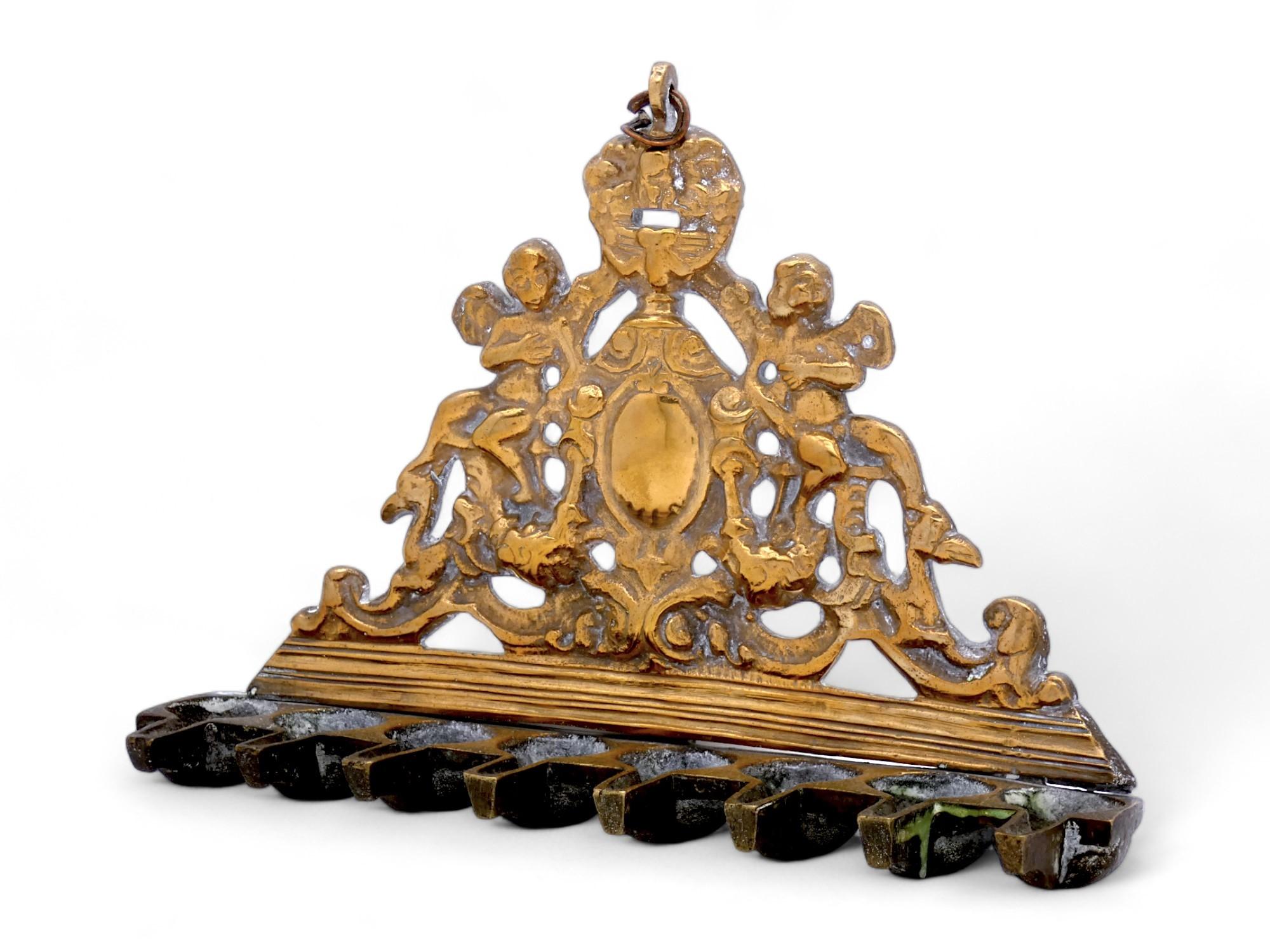 An Italian Brass Hanukkah Lamp, 17-18th Century For Sale 3