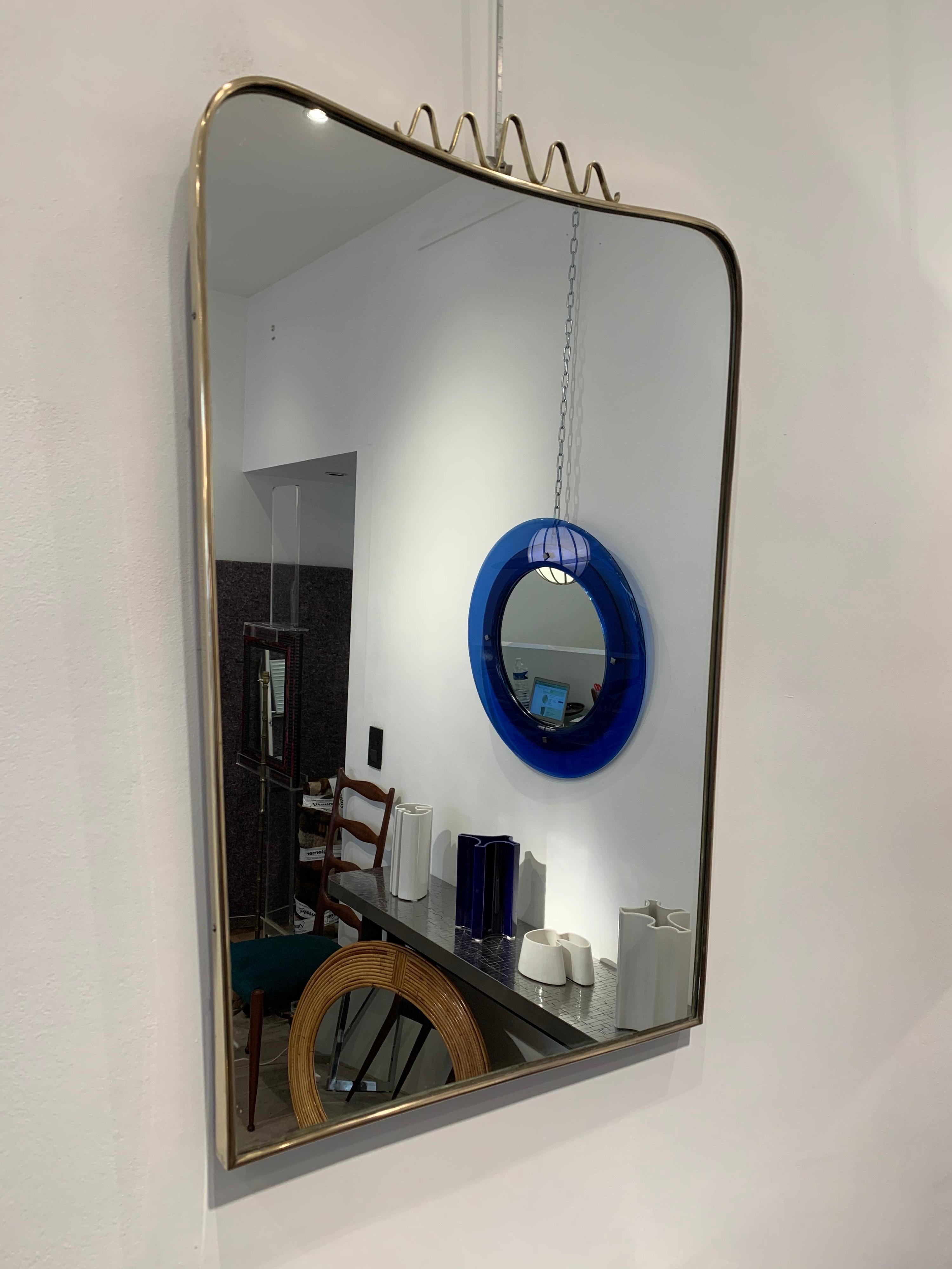 Italian Brass Mirror, 1940s In Good Condition In Brussels, BE