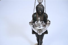 An Italian Bronze and Silver Oil Lamp, Rome circa 1800