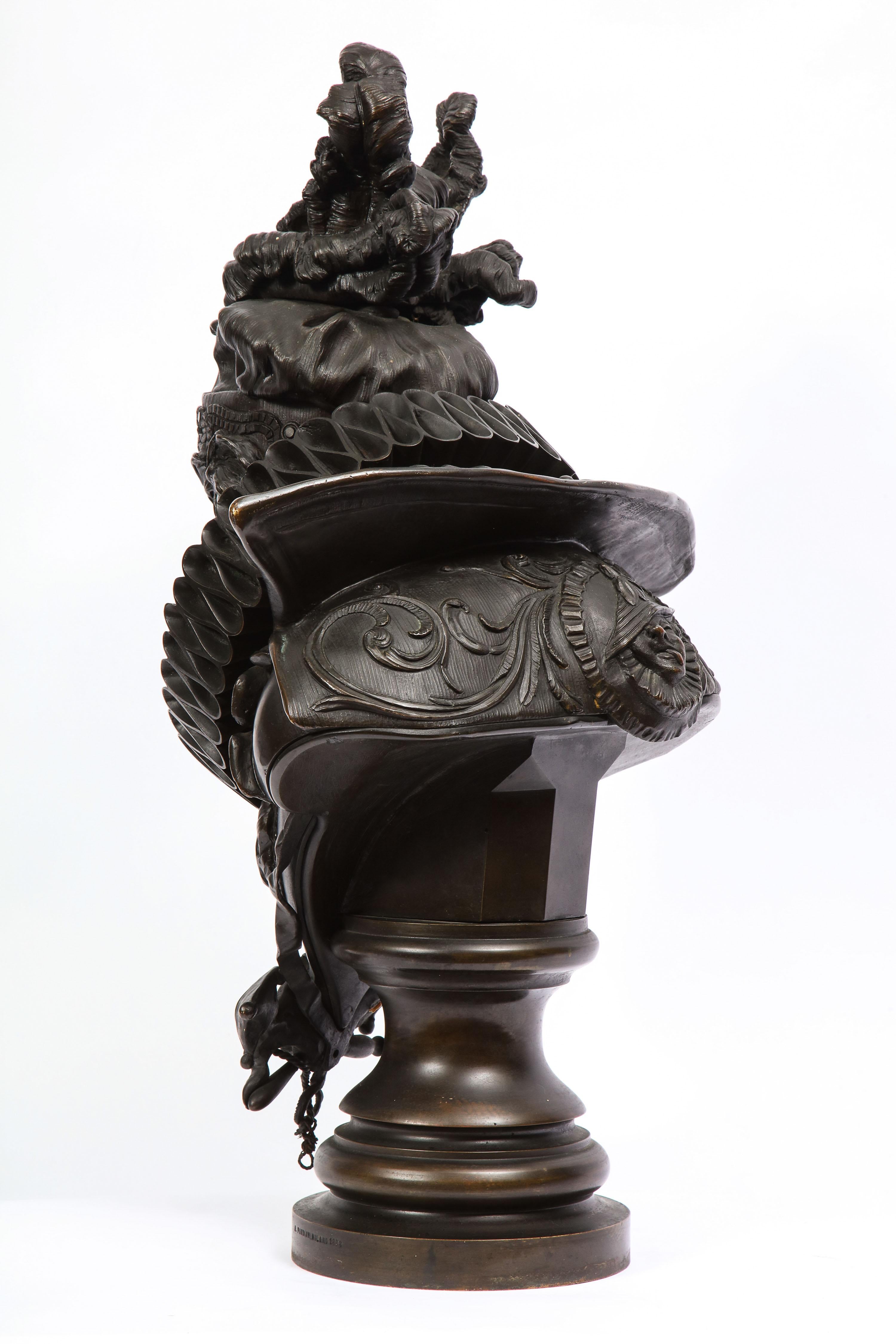 Italian Bronze Bust of a Court Jester, Signed Antonio Pandiani In Good Condition For Sale In New York, NY