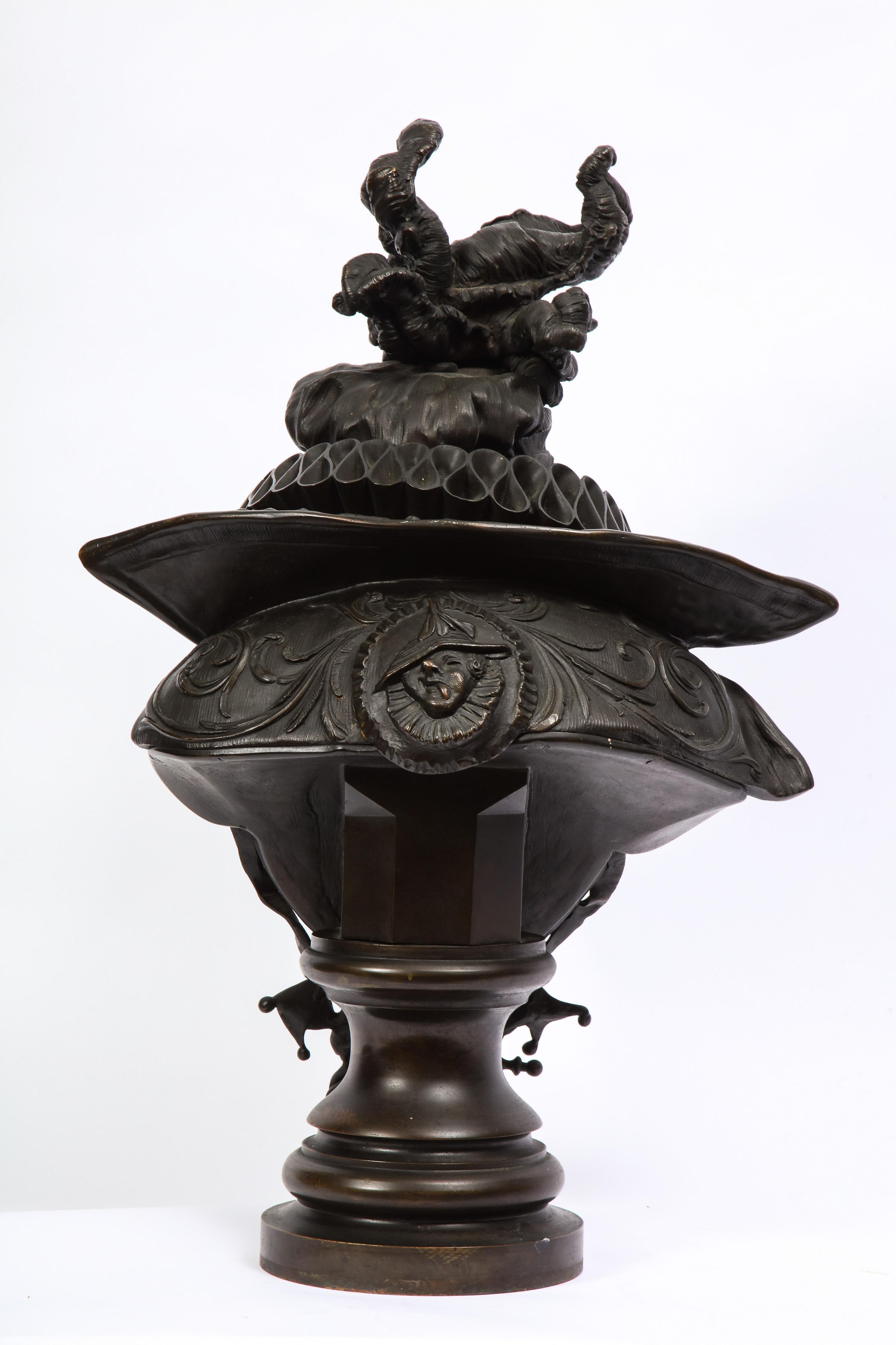 Late 19th Century Italian Bronze Bust of a Court Jester, Signed Antonio Pandiani For Sale