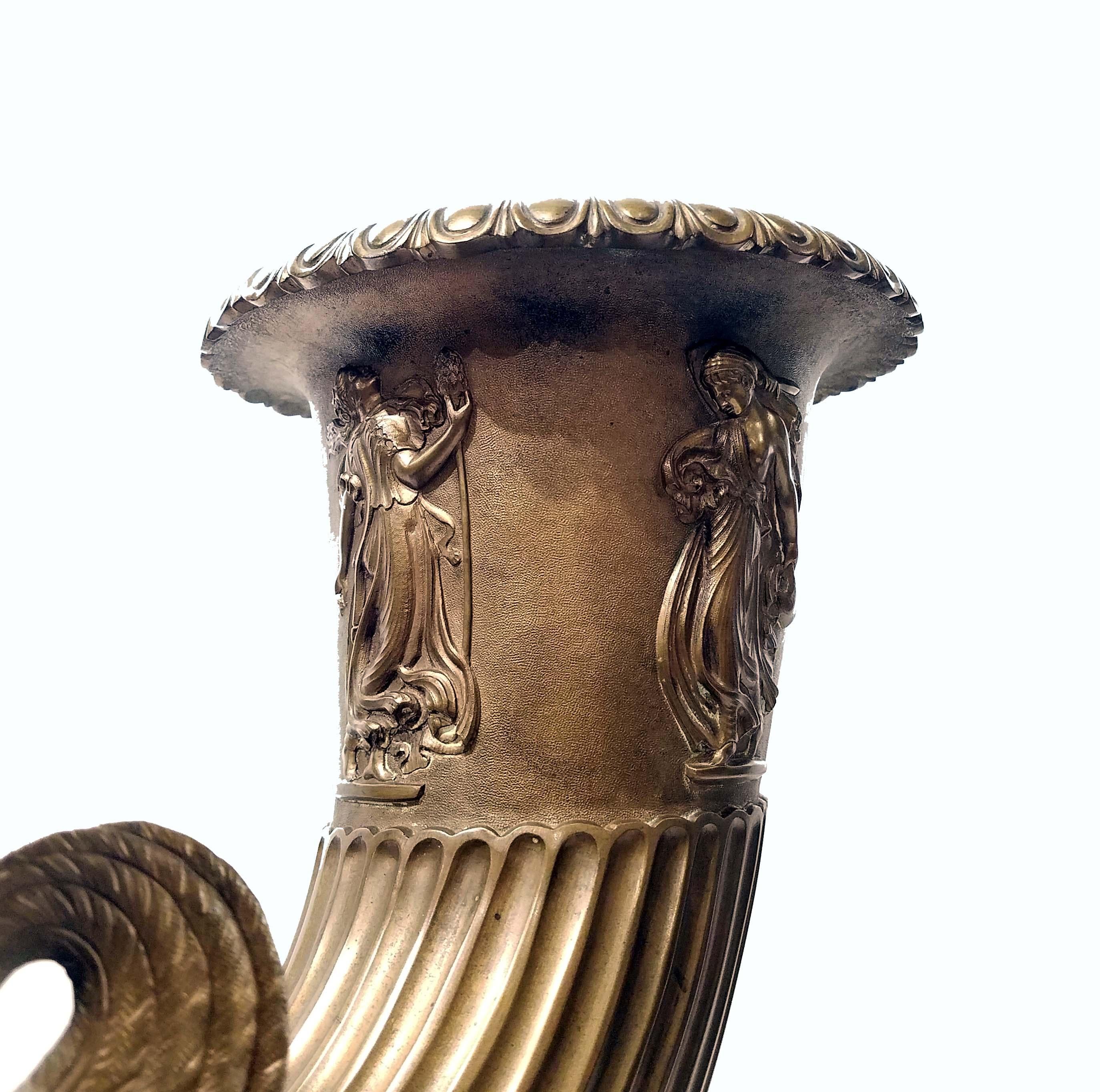 19th Century Italian Bronze Rhyton Vase by Benedetto Boschetti, Rome, circa 1840
