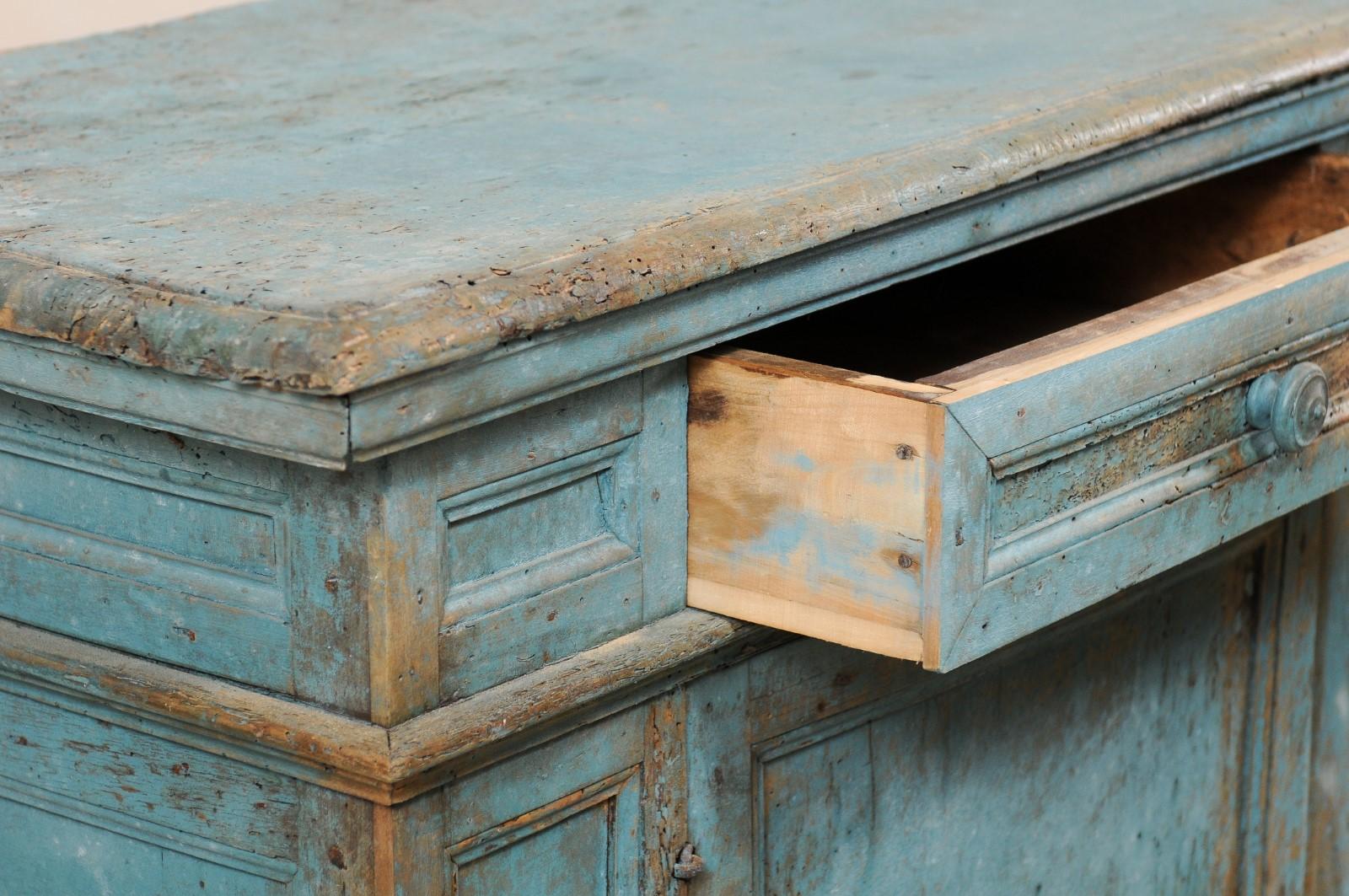 A 19th Century Italian Console Storage Cabinet, in Beautiful Blue Color 1