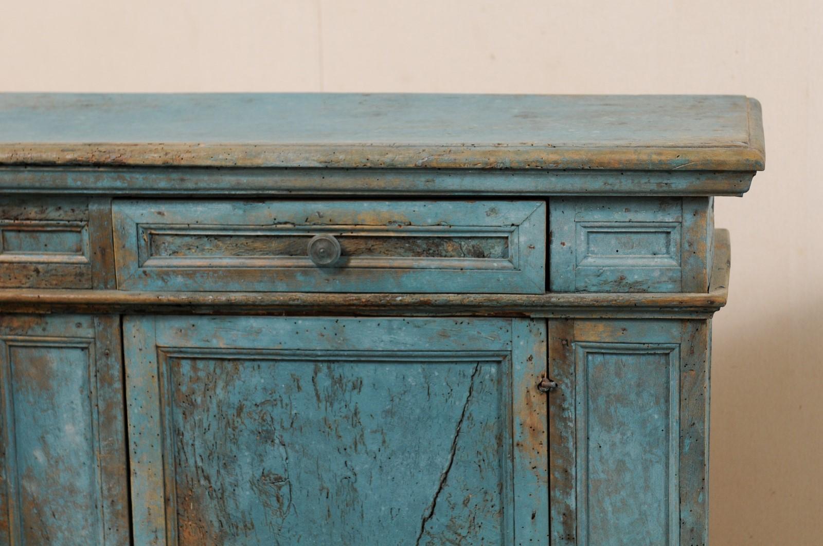 A 19th Century Italian Console Storage Cabinet, in Beautiful Blue Color 2