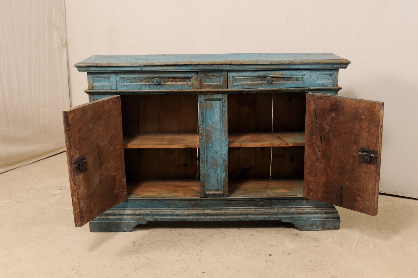 A 19th Century Italian Console Storage Cabinet, in Beautiful Blue Color 3