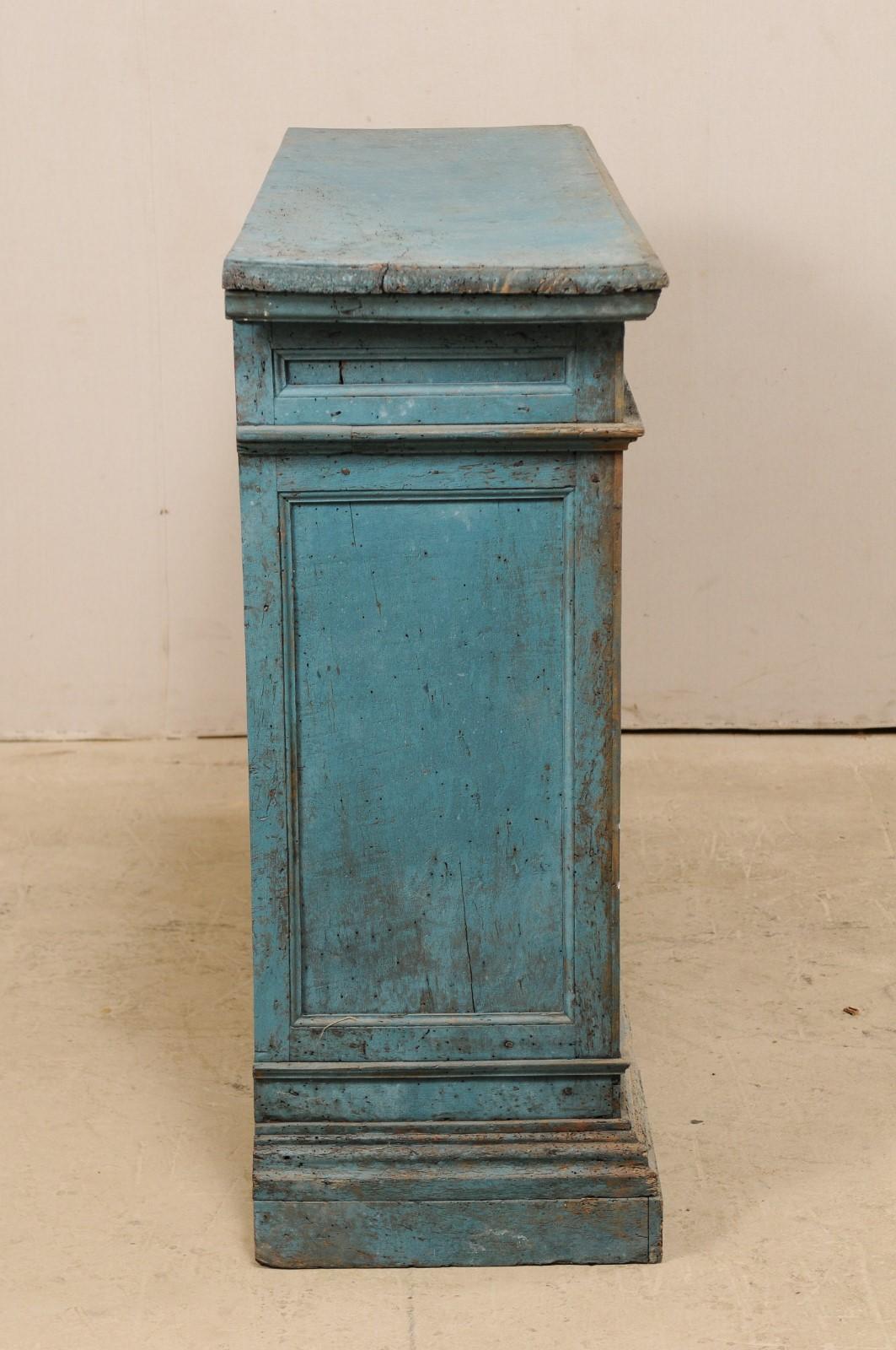 A 19th Century Italian Console Storage Cabinet, in Beautiful Blue Color 4