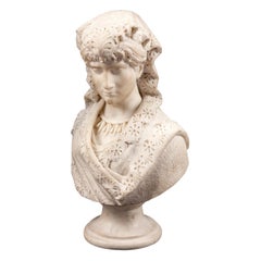 Antique Italian Carrara Marble Bust of a Woman, 19th Century