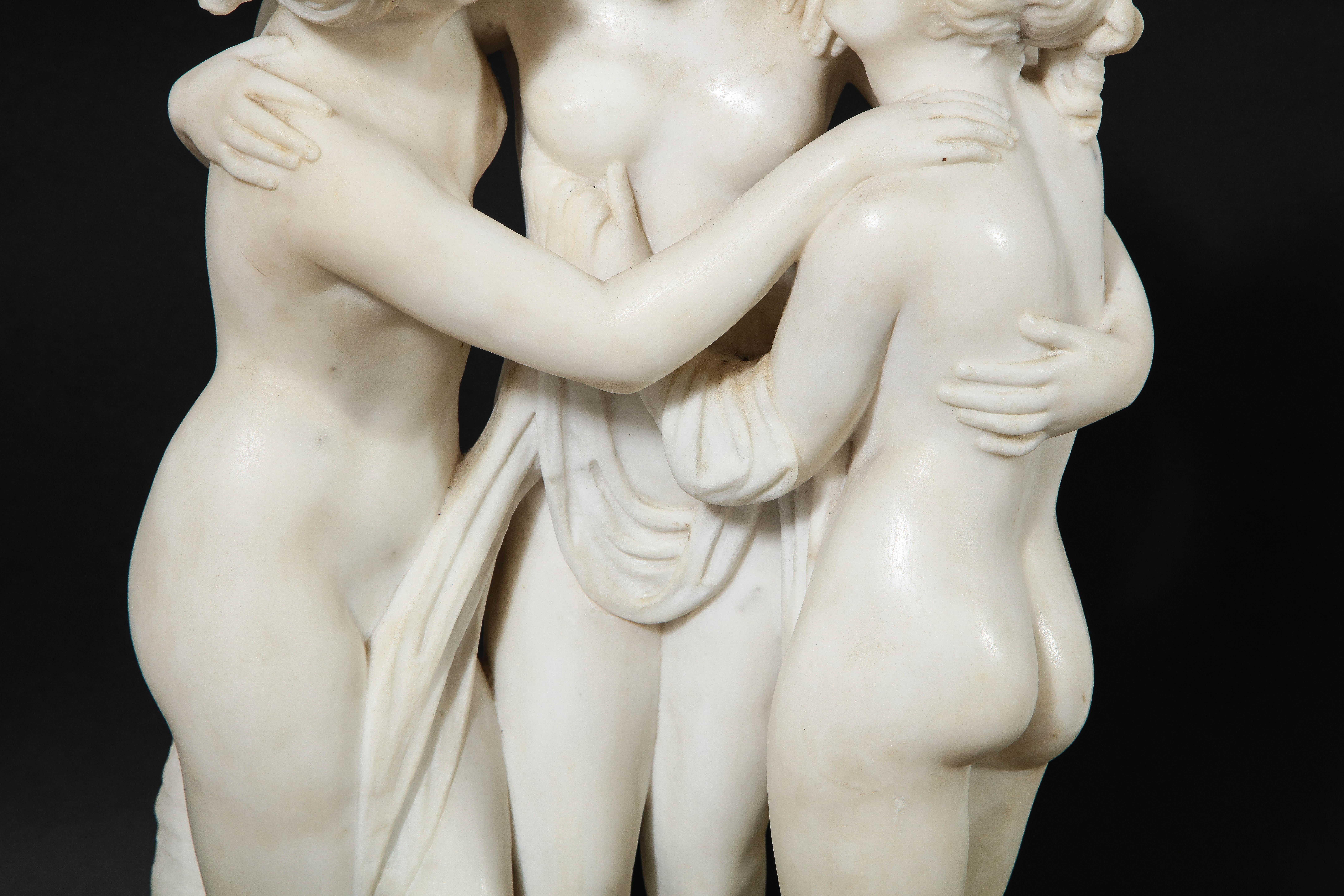 An Italian Carrara Marble Model of the Three Graces, after Antonio Canova For Sale 4