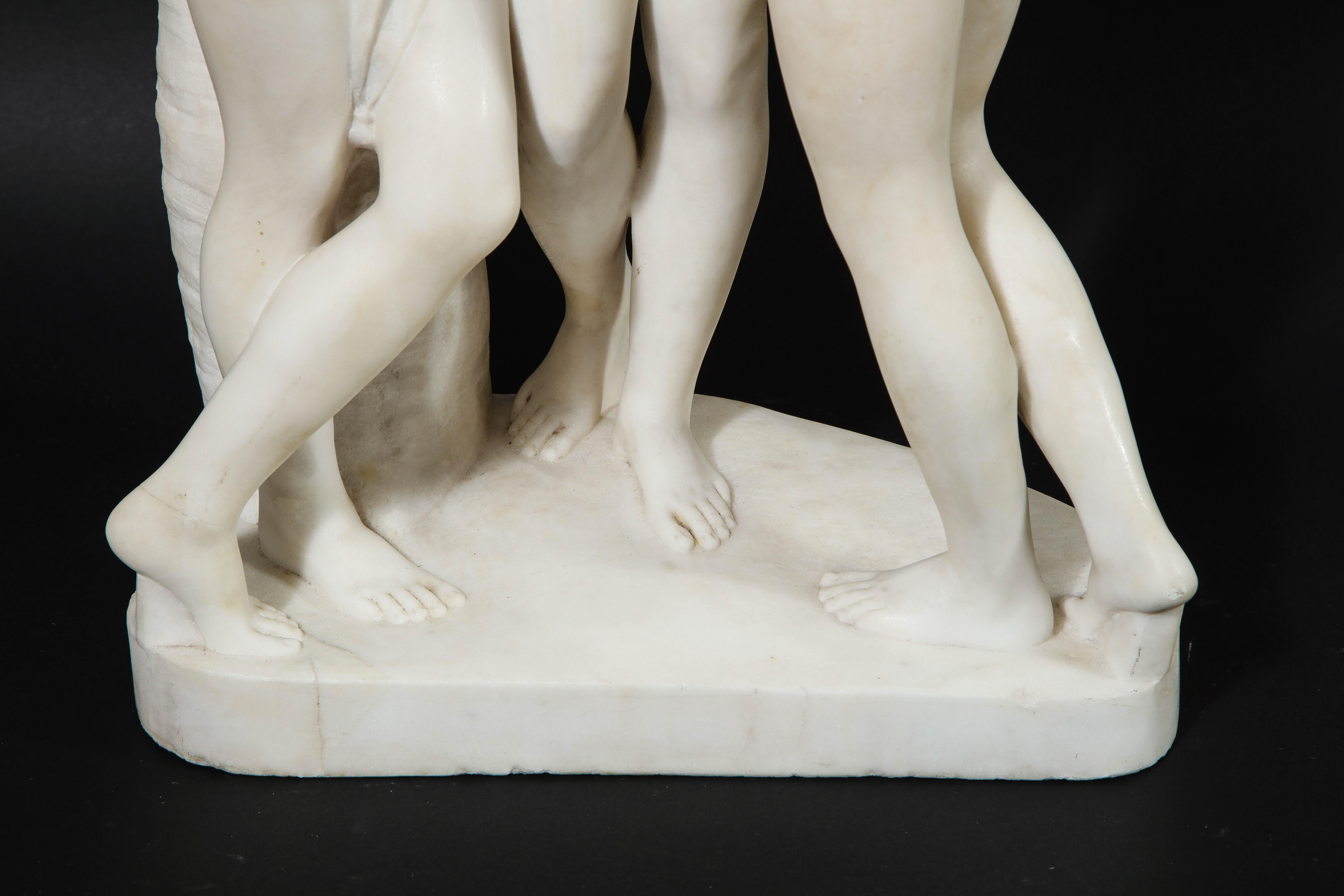 An Italian Carrara Marble Model of the Three Graces, after Antonio Canova For Sale 8